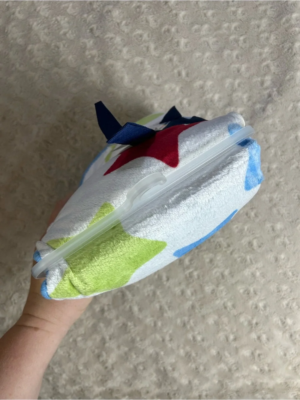 Garanimals Blue Stars Baby Blanket White Red Green Sherpa Stripes Lovey NEW